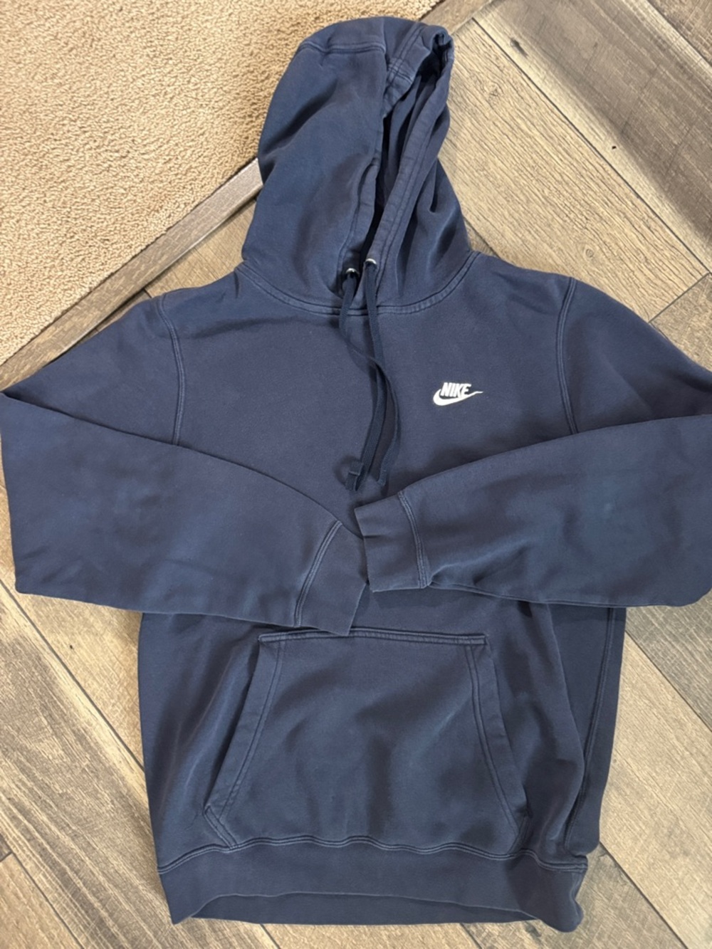 Nike Dark Blue Hoodie with White Swoosh Logo